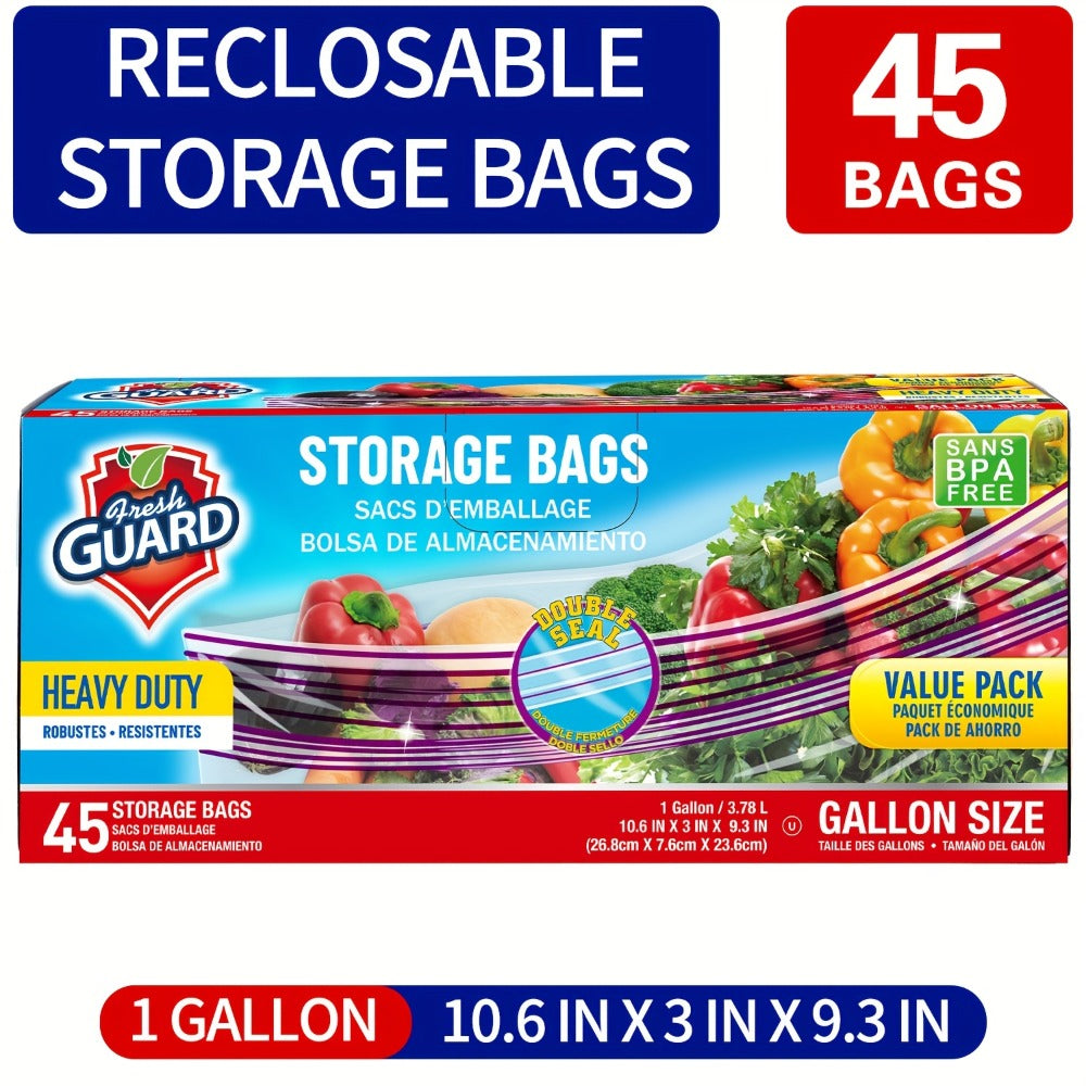Reclosable Kitchen Storage Bags in Quarter-, One- or Two-Gallon Sizes with Five Count and Pack Options