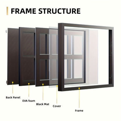 Wall-Mounted Trading Card Display Frame with Wood-Fiber Construction and 1, 2, 4, 6 or 10 Grid Options