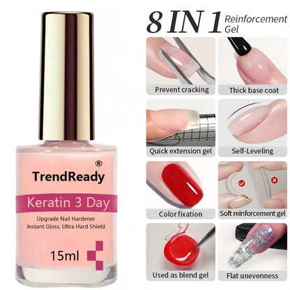 Nail Hardener Base Coat 2 Pack – Protein Repair Strengthener Treatment, HEMA-Free, Ridge Filler, Clear Polish for Weak Brittle Peeling Nails, Fast Dry Long Lasting