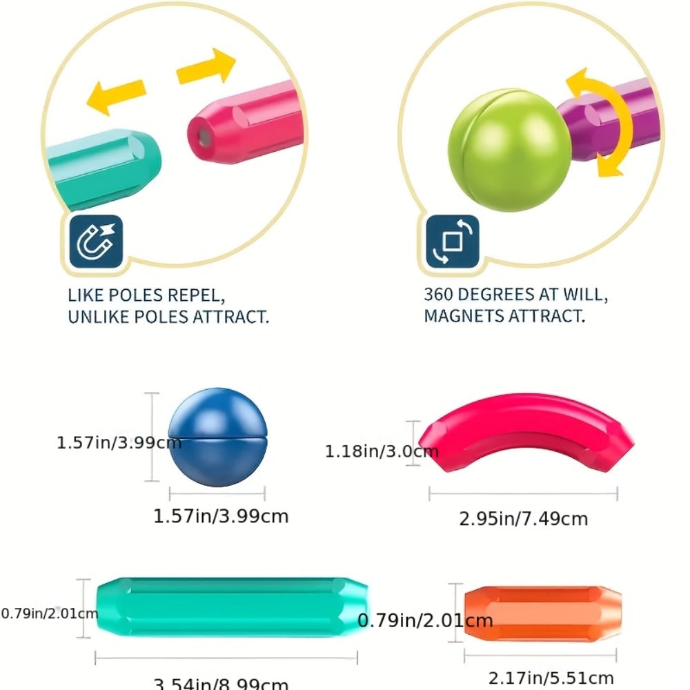 Magnetic Stick and Ball Building Set in 28-Piece or 58-Piece Multicolor Options for Pictured 3D Shapes