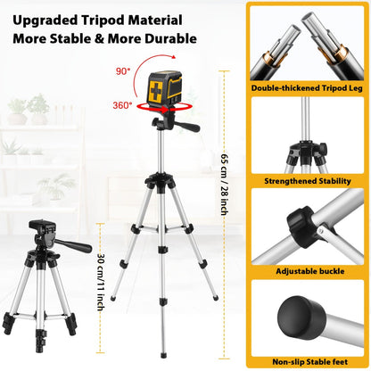 Yellow-and-Black Cross-Line Laser Level Set with Silver Tripod and Single Style Checkout Pictured