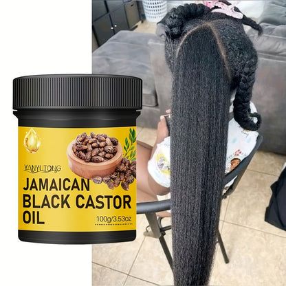 Hair Oil YANYUTONG Jamaican Black Castor 100g Yellow-Label Jar with Black Screw Lid for Hair and Scalp Application