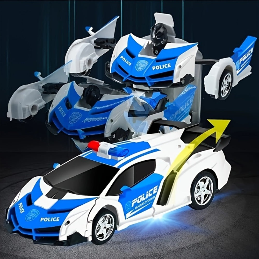 Spider Robot RC Car for Kids 1:18 with LED Lights – One-Button Transform Police Car Stunt Toy, 2.4GHz 45M Range 360° Drift Deformation Vehicle for Boys & Girls Ages 3 4 5 6, Birthday Christmas Gift