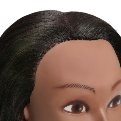 18-Inch Cosmetology Mannequin Head with Hair, Table Clamp, Comb and Sectioning Clips for Styling Practice