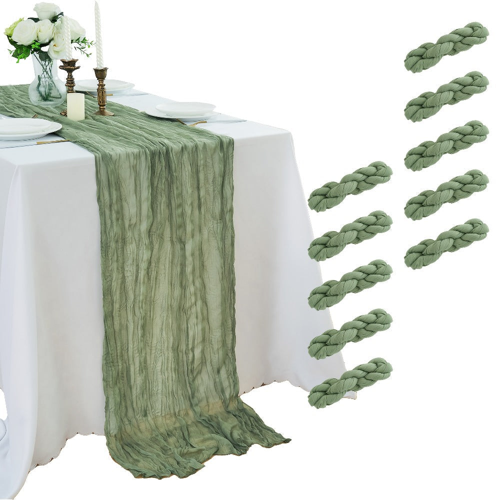 Cheesecloth Table Runner 10 Pack, 10ft Boho Wedding Table Runner for Reception, Rustic Bridal Shower, Party & Home Decor – Dusty Pink, Sage, Lavender