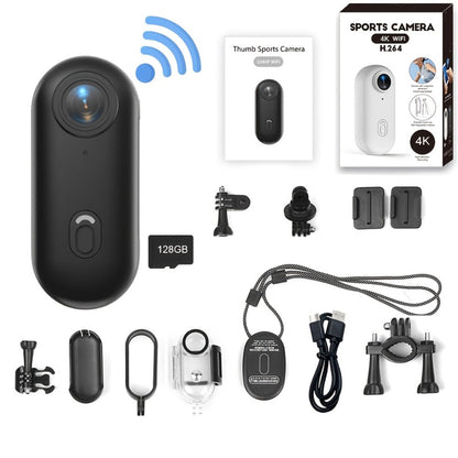 Mini Action Camera Thumb Size Wide Angle Lens 800mAh Battery with Memory Card Wearable Pocket Camera for Sports FPV Pet Monitoring Video Recording Portable Ultra-Clear