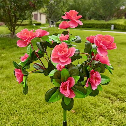 Solar Garden Lights 42-LED Azalea Flower Stake, IP65 with Five Bloom Colors for Yard Decor