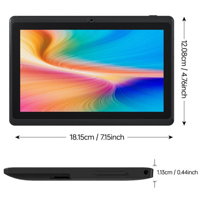 7 Inch Android 12 Tablet, 4GB RAM 32GB ROM, Quad-Core IPS HD Display, 4000mAh Battery, 2MP+5MP Dual Camera, Type-C Charging – Compact Portable Tablet for Kids & Adults, Black