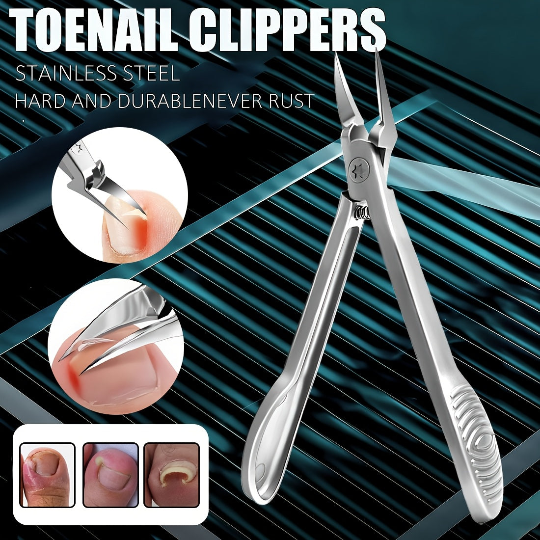 4CR13 Stainless-Steel Nail Clipper with Extended 68-Degree Right-Angle Blade and Silver Finish