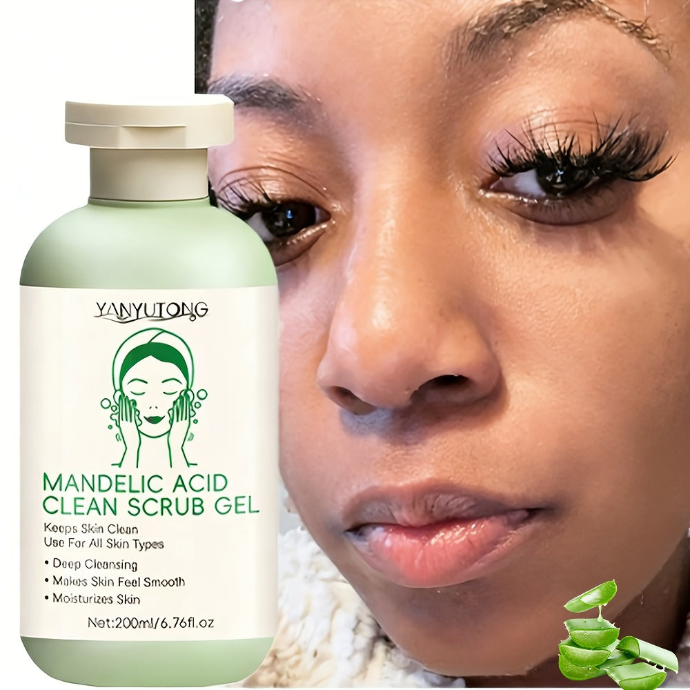 Mandelic Acid Facial Exfoliating Gel in a 200ml Green Pump Bottle for Face and Body Rinse-Off Use