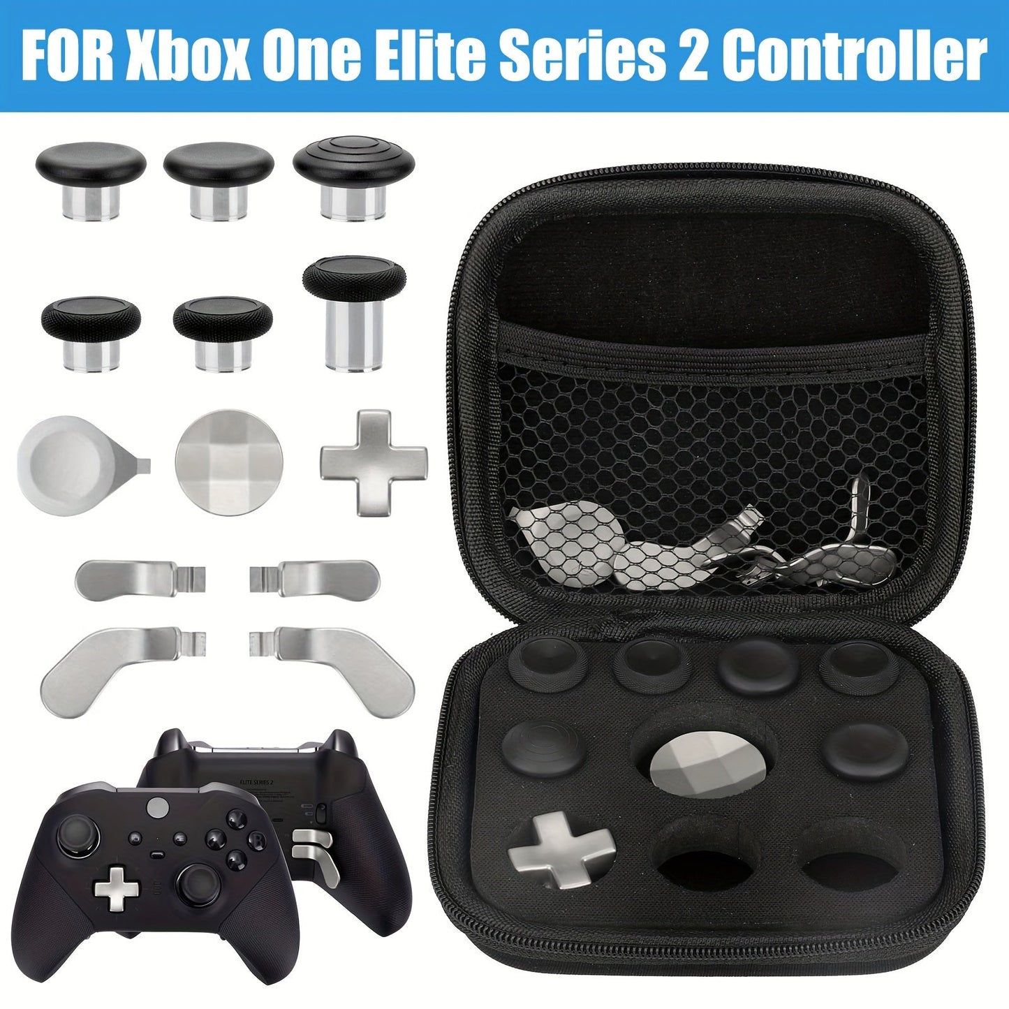 Xbox Elite Series 2 Controller Thumbstick Paddles Button Set - Stainless Steel ABS Magnetic Interchangeable D-Pad Thumb Sticks Replacement Kit