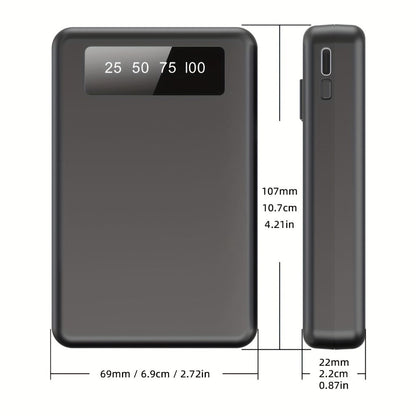 Slim Power Bank 5000mAh / 10000mAh with Built-in USB-C Cable, Charges 4 Devices Simultaneously, LED Indicator – Ultra-Compact Portable Charger for iPhone, Android, Travel, Everyday Carry