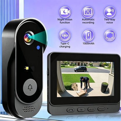 Video Doorbell with Indoor Monitor, Two-Way Communication, Night View and Wall-Mount Hardware in One Selection