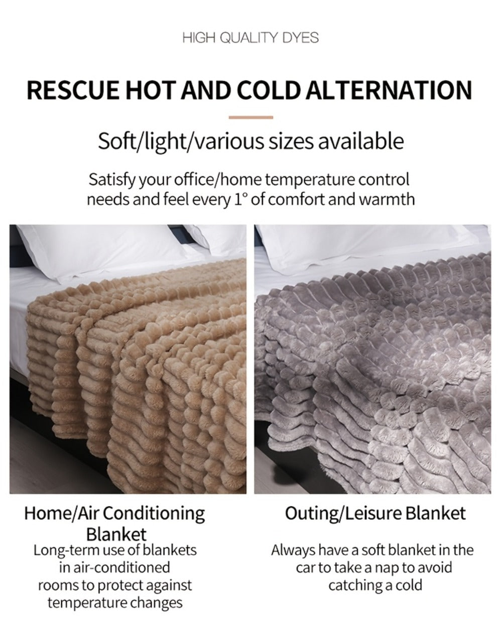 500gsm Heavy Plush Blanket – Ultra Thick Soft Warm Fluffy Blanket for Bed, Sofa & Travel, Baby to Double Size, 5 Colors