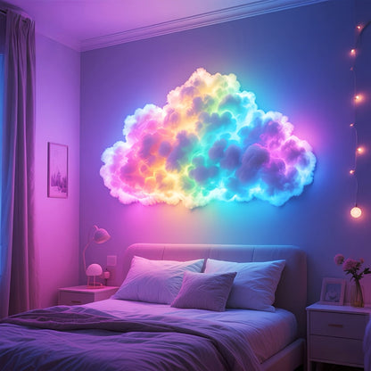 Cloud Night Light 3D RGB – DIY Thunder Cloud Lamp with Music Sync & Color Changing LED, USB Powered, Wall & Ceiling Mount, Ambient Light for Bedroom, Gaming Room & Party Decor