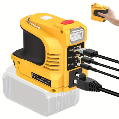 Power Inverter for DeWalt 20V Battery DC 20V to AC 110V 180W Portable Generator Adapter with AC Outlet USB-A USB-C for Camping Travel Power Outage