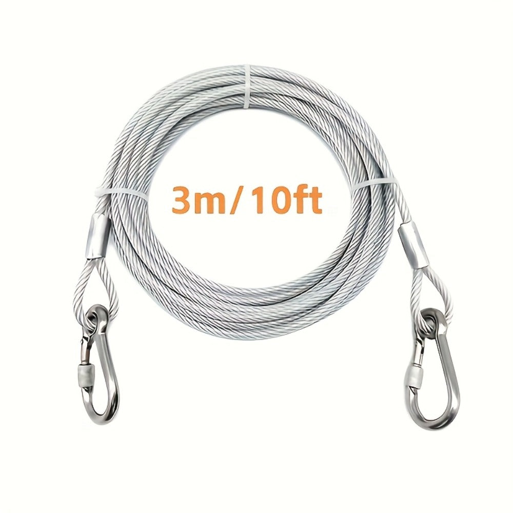 Coated Wire Clothesline with Locking Carabiners in 9-Meter or 15-Meter Checkout Lengths and End Hooks