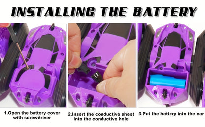 Remote Control Car, Double-Sided 360-Degree Flip Stunt Model with 2.4GHz Control, LED Lights and 1400mAh Battery