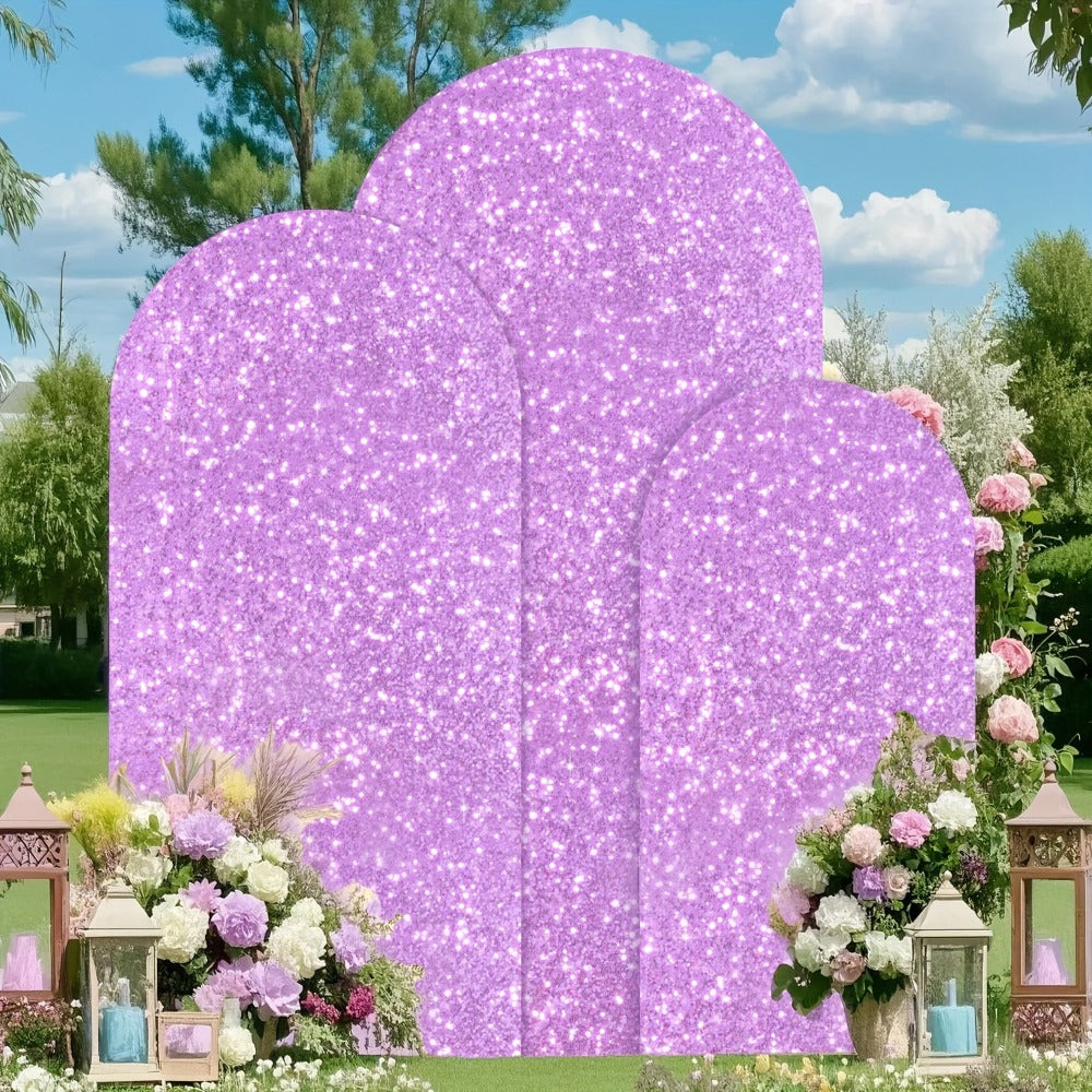 Three-Size Wedding Arch Cover Set for 4, 5 and 6-Foot Frames in Nine Metallic Sequin Color Options