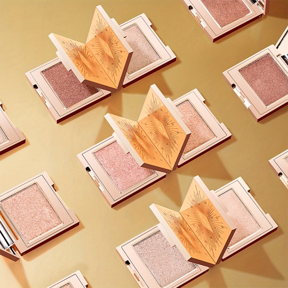 Shimmer Eyeshadow Palette 5 Shades Glowing Waterproof Creamy Blendable Formula with Built-in Mirror - Luxury Packaging Radiant Finish Starlight Tea Brown Eye Makeup Gift Women