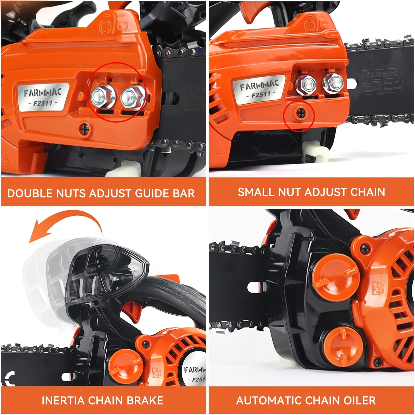 25CC 12-Inch Top-Handle Gas Chainsaw with 12000 RPM Source Rating and 5.5-Pound Body Configuration