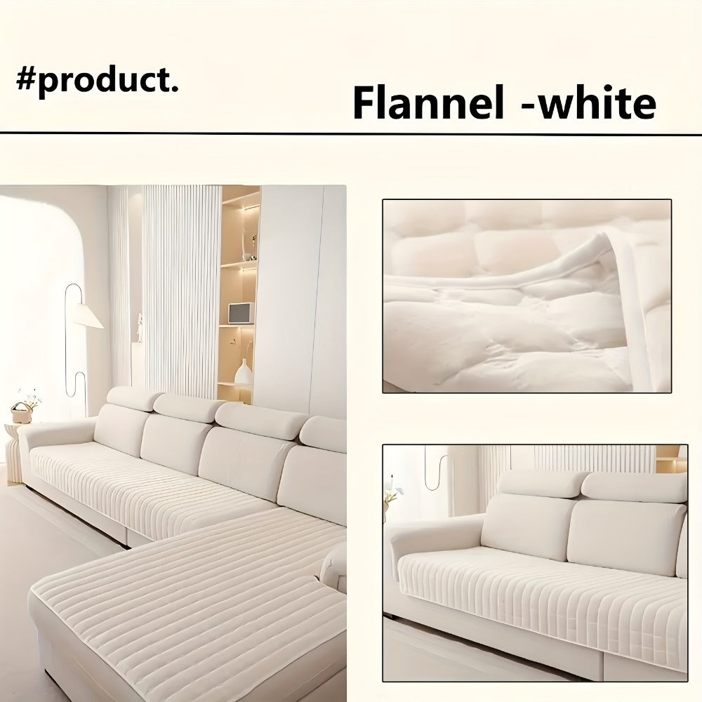Sofa Cover Quilted-Texture Two-Piece Set with 35.4 x 82.7 and 35.4 x 62.9-Inch Panels in Five Colors