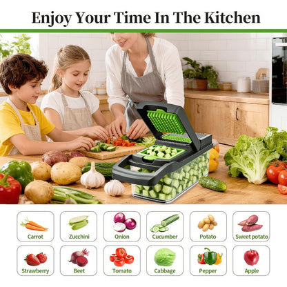 18-in-1 Vegetable Chopper and Mandoline Slicer with Clear Container in Upgraded or Gray 18-Piece Checkout Sets