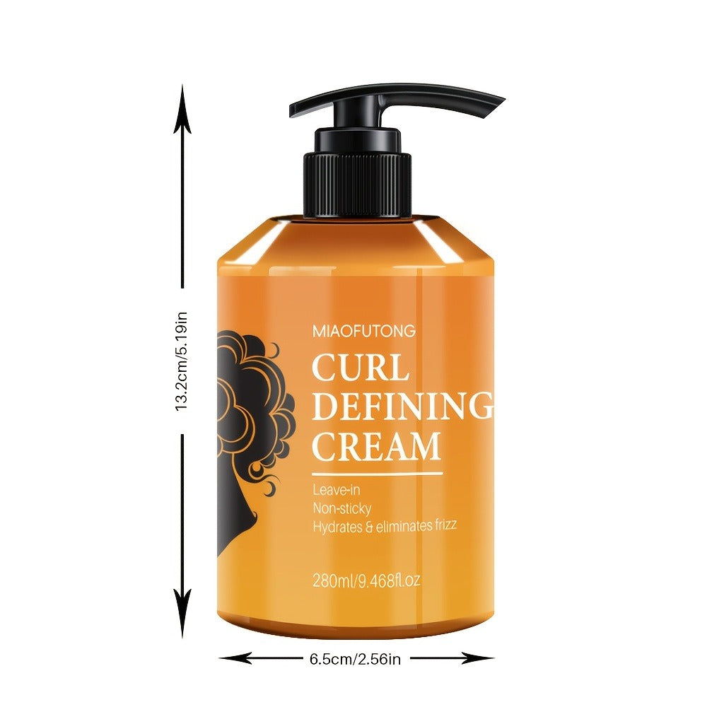 Curl Defining Cream with Argan Oil 280ml Frizz Control Moisture Lock Hydrating Styling Conditioner – Enhances Shine Boosts Volume Heat-Free Curl Definer for Curly Wavy Coily Hair Women