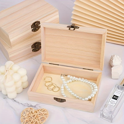 Jewelry Box with Lid & Lock Clasp Set of 3, Vintage Wooden Storage Boxes for Jewelry, Daily Essentials & Gift Packaging