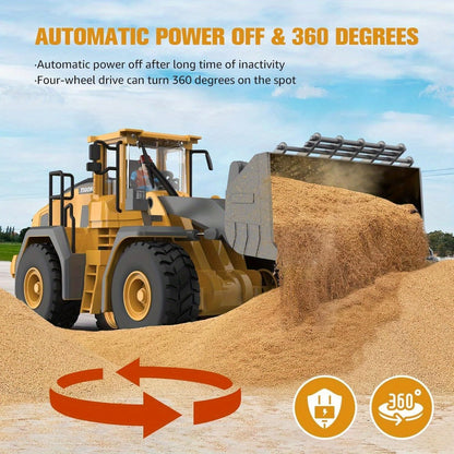 RC Wheel Loader Toy 1:20 Scale 2.4GHz 9-Channel Remote Control Construction Truck with Realistic Lights & Sounds – Building Vehicle Toy for Kids Boys Ages 6+ | Best Birthday Christmas Gift