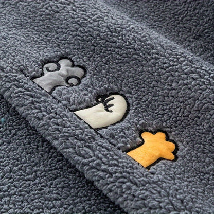 Sofa Cover Thick Plush Shearling Panels with Animal and Bone Embroidery and Non-Slip Feature for 2 to 4 Seats