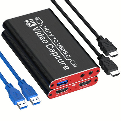 HDMI Capture Card with Microphone & 4K Loop-Out for Streaming – 1080P 60fps USB Video Recorder for Gaming, Live Streaming, Video Conference, Works with Nintendo Switch, PS4, OBS, Camera, PC
