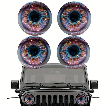 3D Beast Eye Headlight Stickers – Funny Car Headlight Decals for Jeep Round Headlights, Truck Body, Bumper & Window Decoration, Reusable PVC Glossy Stickers (1 or 2 Pairs)