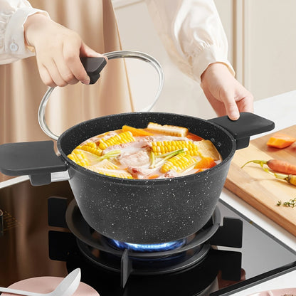 Non-Stick Cookware Set 4pcs Aluminum Frying Pan Kitchen Cooking Set Even Heat Distribution Easy Clean for Sauteing Searing Frying Everyday Home Cooking Black