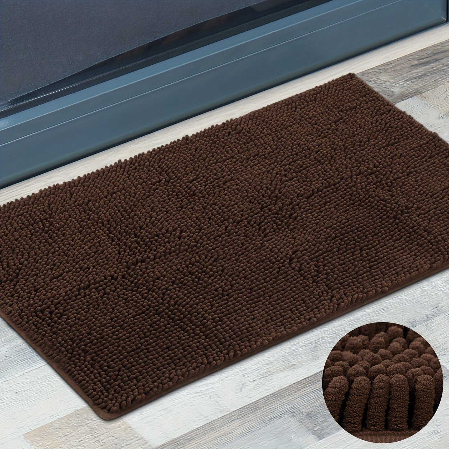 Chenille Doormat Absorbent Non-Slip Washable Indoor Outdoor Mat - Soft Shaggy Entryway Rug for Muddy Paws, Pets & Dogs | Machine Washable Front Door Mat in 18 Colors & 5 Sizes | Anti-Slip Rubber Backing