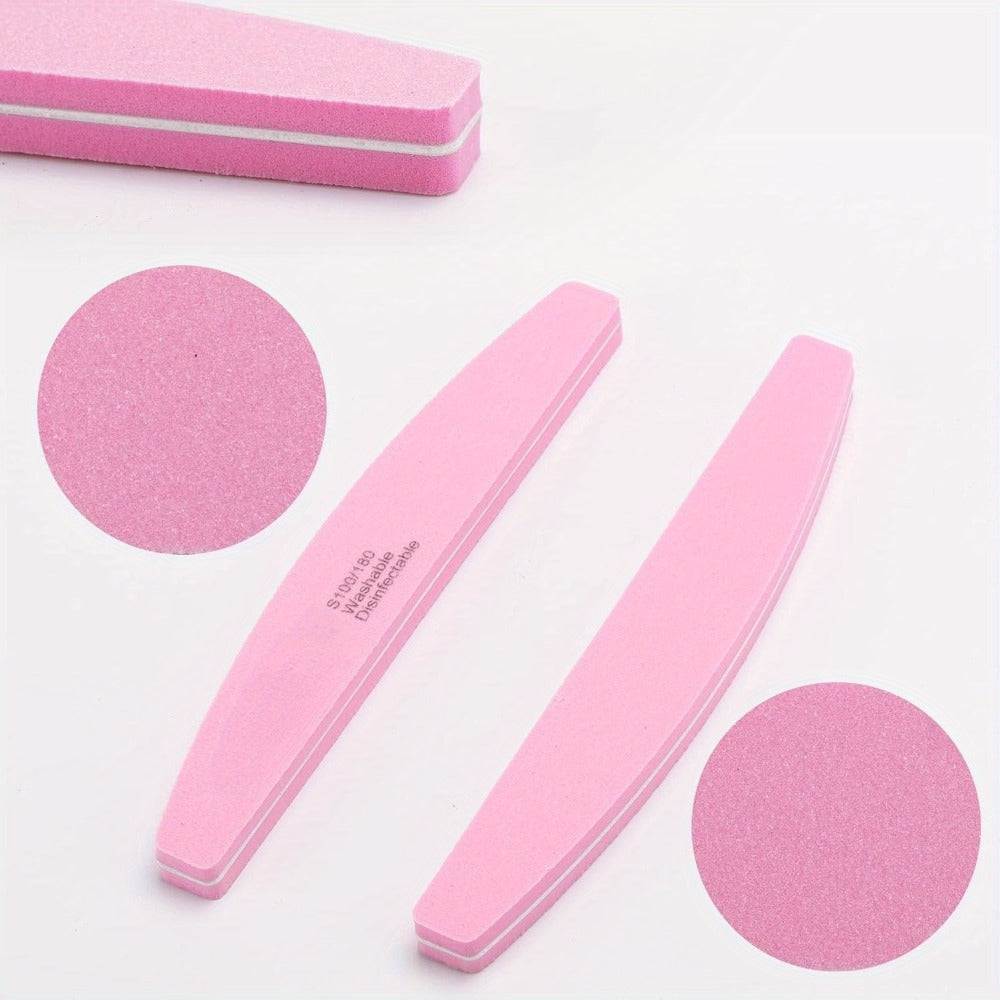 20- or 35-Piece Pink and Purple Nail File and Buffer Set with 100/180 Grit Double-Sided Boards