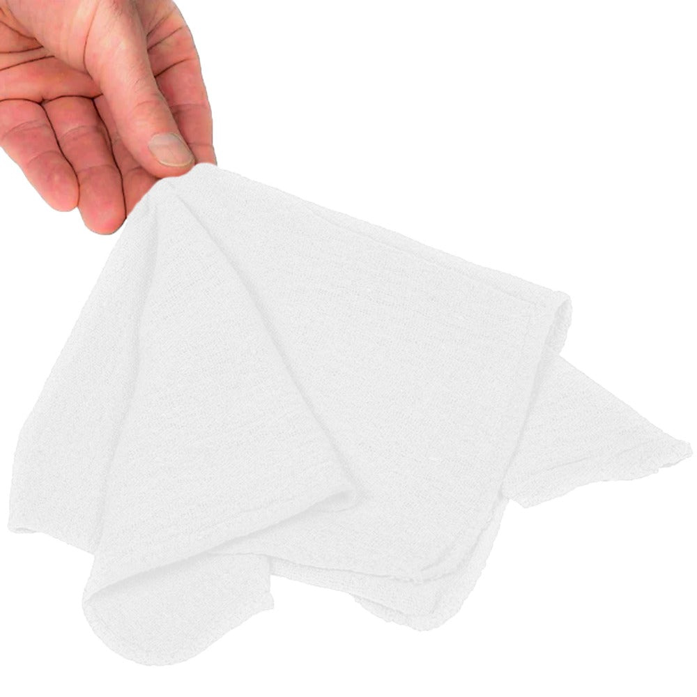 Cotton Shop Rags in 12 x 14-Inch Size, Red, White or Navy Blue with 50 to 500-Piece Pack Options