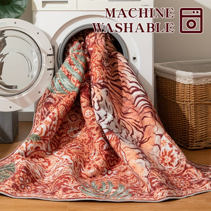 Area Rug, Tiger and Jungle Forest Print Ultra-Thin Indoor Carpet in Three Colors with Machine-Wash Care