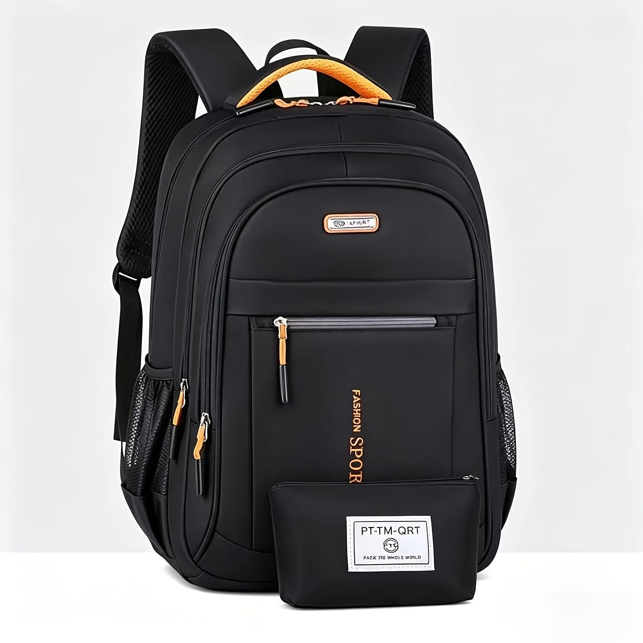 Black Multi-Compartment Travel Backpack, 48 x 32 x 18 cm with Eight Single- or Two-Piece Checkout Options