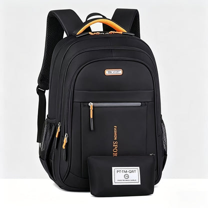 Black Multi-Compartment Travel Backpack, 48 x 32 x 18 cm with Eight Single- or Two-Piece Checkout Options