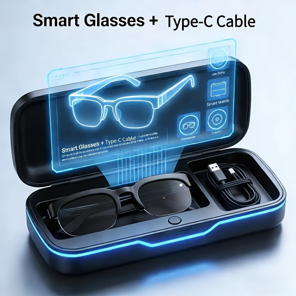 AI Smart Glasses with Real-Time Translation – Open-Ear Audio, Wireless Music, Built-In Mic & Speaker, Bluetooth Wearable Tech for Travel Work Daily Use, Black or White (Single or 2-Pack)