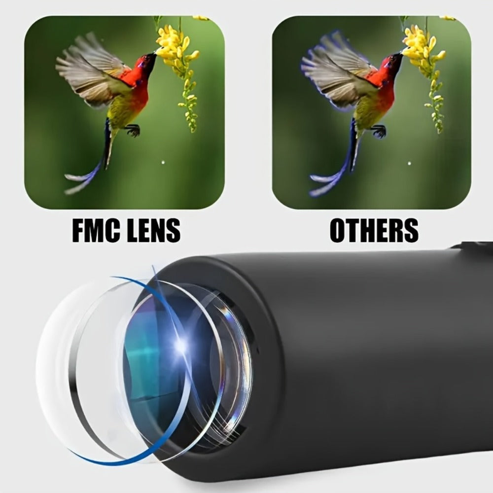 Compact 10x25 Monocular Telescope with Textured Hand Grip, Wrist Cord and Black Checkout Option
