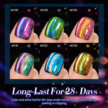 Gel Nail Polish 6-Color 9D Polaris Magnetic Set with Six 10ml Glass-Water-Light Shades for Nail Art