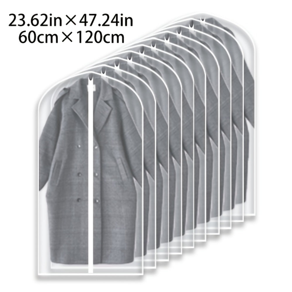Ten-Piece Translucent Hanging Garment Bag Set with Full Zippers in Four Exact Length Options