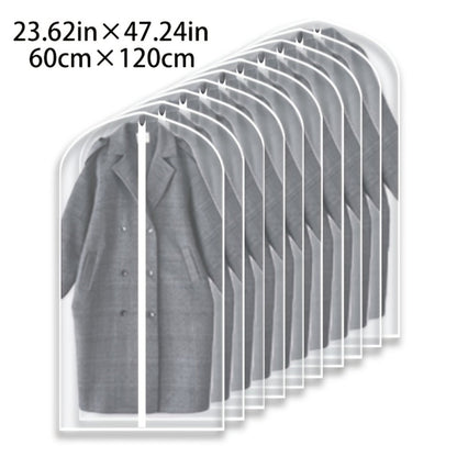 Ten-Piece Translucent Hanging Garment Bag Set with Full Zippers in Four Exact Length Options