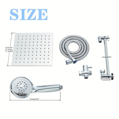 Rainfall and Handheld Shower Combo Sets with 8, 10 or 12-Inch Head Options in Chrome or Black