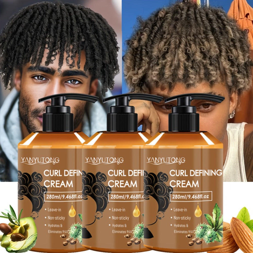 Curl Setting Cream with Castor Oil 280ml - Moisturizing Long-Lasting Curl Definition & Frizz Control, Non-Greasy Lightweight Formula for Wavy, Curly & Straight Hair, Women & Men