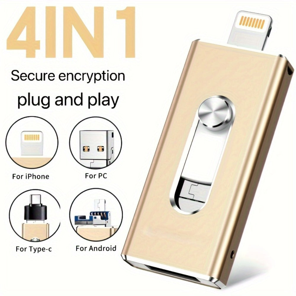 64GB Metal USB Flash Drive High Speed Aluminum Alloy Compact Memory Stick Plug and Play for iPhone iPad Android Mac Windows PC Study Work Travel – Black Gold Premium Design