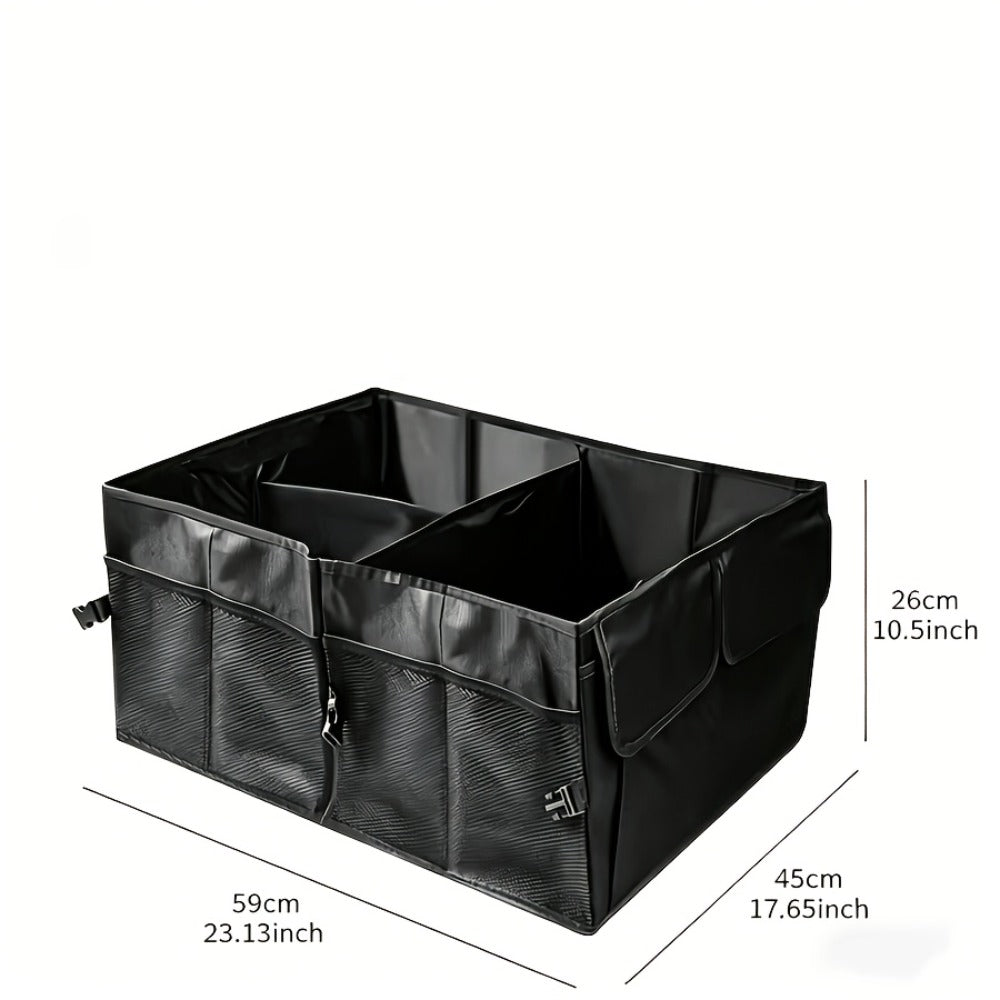 Car Trunk Storage Bag - Large Capacity Insulated Foldable Box with Handle for SUVs & Sedans, Sturdy Car Parts & Tools Organizer, Black