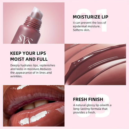 SAS Heart-Pendant Lip Gloss with 15ml Net Content, Squeeze-Tube Format and Six Numbered Shades
